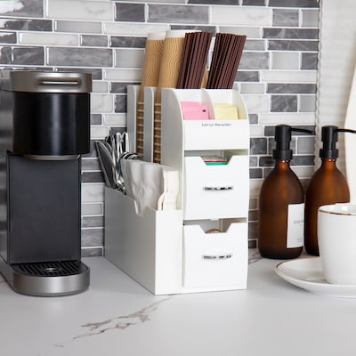 Mind Reader Organizer Coffee Condiment Organizer, White (CAD01-WHT)
