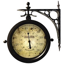 Infinity Instruments The Charleston Indoor/Outdoor Double-Sided Antique Clock, 8, Rust Finished