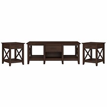 Bush Furniture Key West 47 x 24 Coffee Table with Set of 2 End Tables, Bing Cherry (KWS023BC)