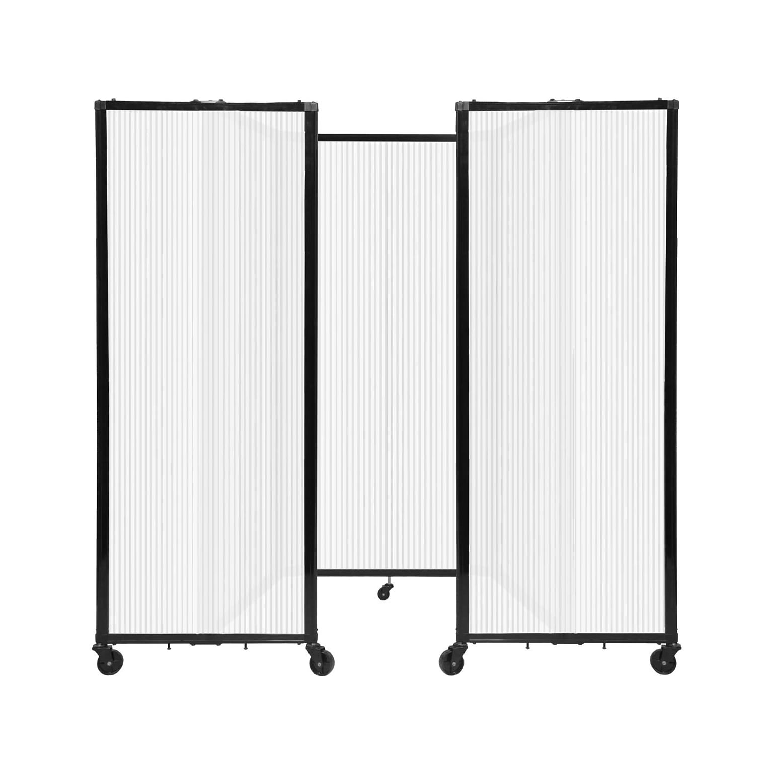 Versare The Room Divider 360 Freestanding Folding Portable Partition, 72H x 102W, Opal Fluted Polycarbonate (1272306)