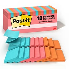 Post-it Pop-up Notes, 3 x 3, Poptimistic Collection, 100 Sheet/Pad, 18 Pads/Pack (R33018CTCP)