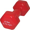 Cando® Vinyl Coated Cast Iron Dumbbell; Red, 6 lb., Individual
