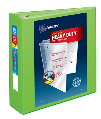 Avery Heavy Duty 3 3-Ring View Binders, D-Ring, Chartreuse (79779)