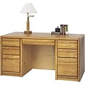 Martin Furniture Oak Contemporary Office Grouping; 60 Executive Double Pedestal Desk