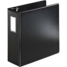 Quill Brand® Standard 4 3-Ring Binder with D-Rings, Black (758951)