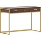 Martha Stewart Ollie 47"W Home Office Desk with 3 Drawers, Walnut/Polished Brass (ZGZP028BRGLD)