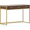 Martha Stewart Ollie 47W Home Office Desk with 3 Drawers, Walnut/Polished Brass (ZGZP028BRGLD)