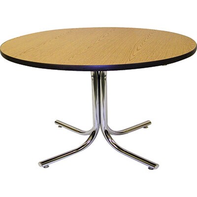 MLP Cafeteria/Breakroom Tables; 36 Round Oak Top, Chrome Base