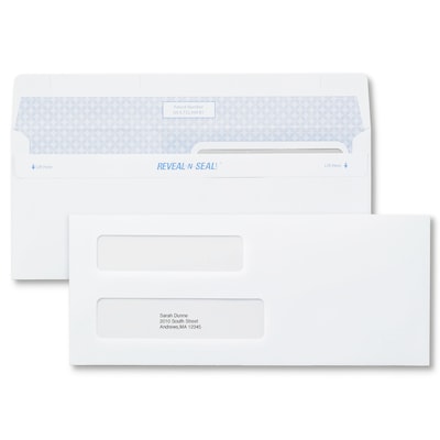 Staples® Reveal-N-Seal Security Tinted #8 Business Envelopes, 3 5/8 x 8 5/8, White, 500/Box (SPL17