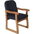 Wooden Mallets® Dakota Wave Series Single Base Chair w/Arms in Medium Oak; Arch Blue
