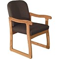 Wooden Mallets® Dakota Wave Series Single Base Chair w/Arms in Medium Oak; Arch Slate