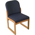 Wooden Mallets® Dakota Wave Series Single Base Armless Chair in Medium Oak; Arch Blue
