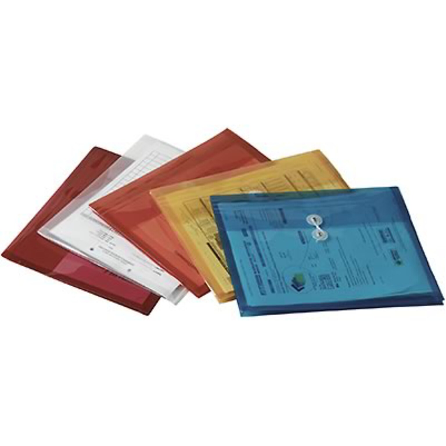 Quill Brand® Poly Transparent String Envelopes, Letter, Assorted, 5/Pk (11410-QL)