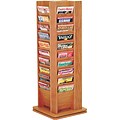 Wooden Mallet Solid Wood/Acrylic Revolving Literature Rack; 40 Magazine Pockets