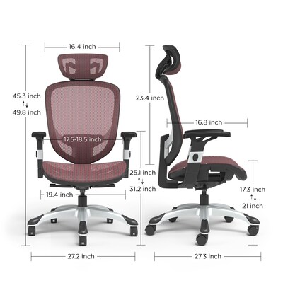 Quill Brand® Hyken Mesh Computer and Desk Chair, Red (50218)