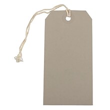 JAM PAPER Gift Tags with String, Medium, 4 3/4 x 2 3/8, Gray, Bulk 100/Pack (91927644D)