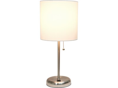 Creekwood Home Oslo LED Table Lamp, Brushed Steel/White (CWT-2012-WH)