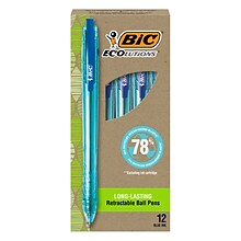 BIC Ecolutions Ocean-Bound Retractable Ballpoint Pens, Medium Point, Blue Ink, Dozen (BPRR11-BLU)