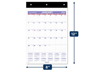 2024 AT-A-GLANCE 8" x 11" Monthly Wall Calendar (PM09RP-28-24)