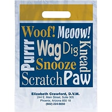 Medical Arts Press® Veterinary Personalized Large 2-Color Supply Bags; 9 x 13, Dog/Cat Words, Woof!