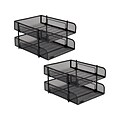 Mind Reader Network Collection Metal Mesh Front Loading Stackable 2-Tier Paper Tray, Letter Size, Bl