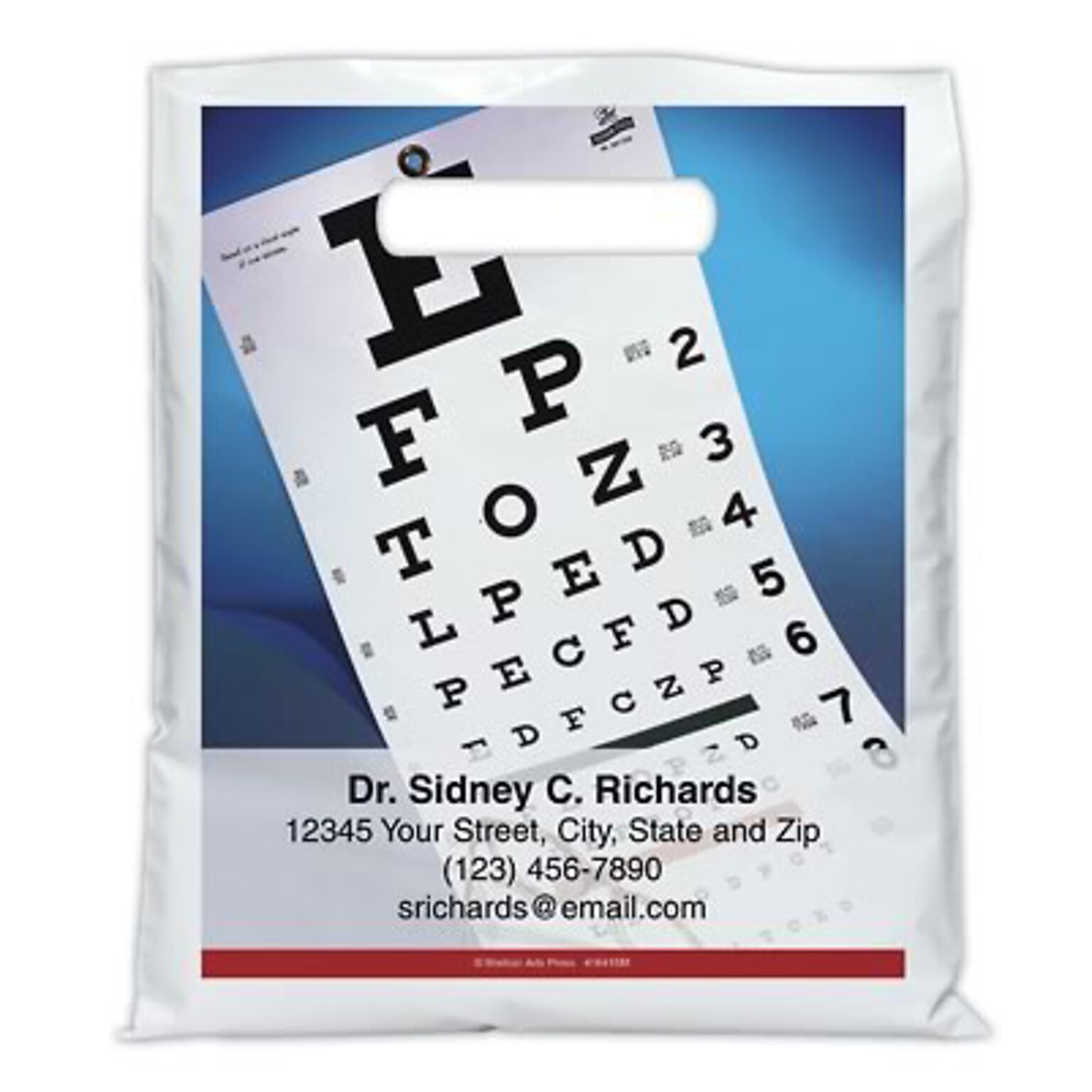 Medical Arts Press® Eye Care Personalized Full-Color Bags; 7-1/2x9, Glasses Eye Chart, 100 Bags, (41641)