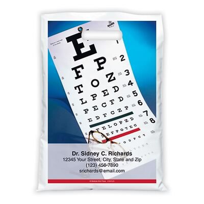 Medical Arts Press® Eye Care Personalized Full-Color Bags; 12X16, Glasses Eye Chart, 100 Bags, (416