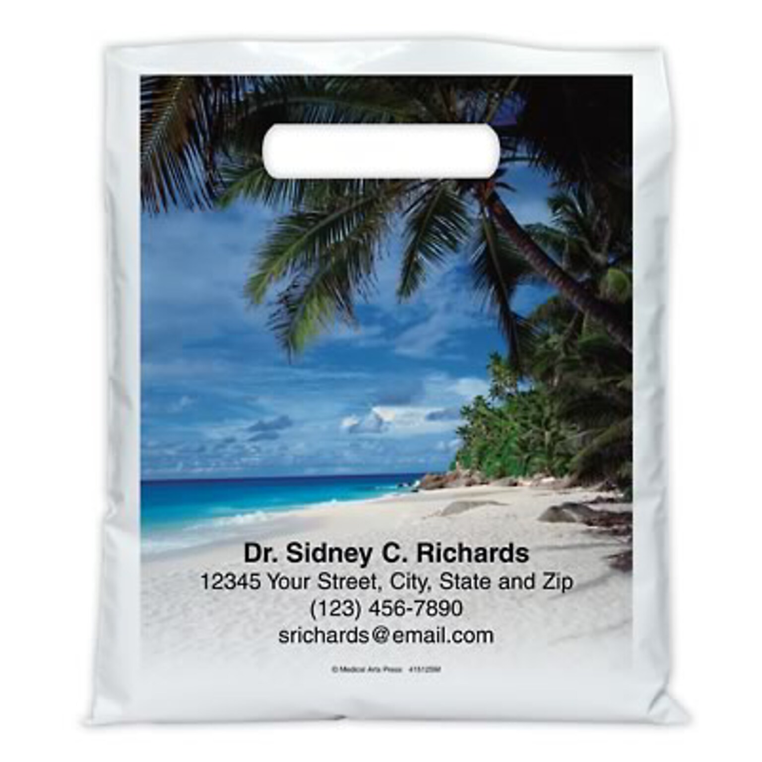 Medical Arts Press® Dental Personalized Full Color Bags; 7-1/2x9, Palm Leaf, 100 Bags, (41512)