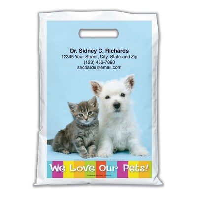 Medical Arts Press® Veterinary Personalized Full-Color Bags; 9x13, Cuddiford Pets, 100 Bags, (24591
