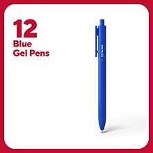 TRU RED Retractable Quick Dry Gel Pens, Fine Point, 0.5mm, Blue, Dozen (TR54490)