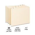 Staples® File Guide, A-Z Index, 1/5 Cut, Letter Size, Manila, 25/Set (TR118257)