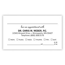 Custom 1-2 Color Appointment Cards, 12 pt. Coated Stock, Flat Print, 1 Standard Ink, 1-Sided, 250/Pk