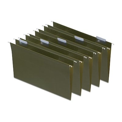 Staples® 95% Recycled  Heavy Duty Hanging File Folders, 1/5-Cut Tab, Legal Size, Standard Green, 25/