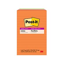 Post-it Super Sticky Notes, 4 x 6, Energy Boost Collection, Lined, 90 Sheet/Pad, 3 Pads/Pack (6603