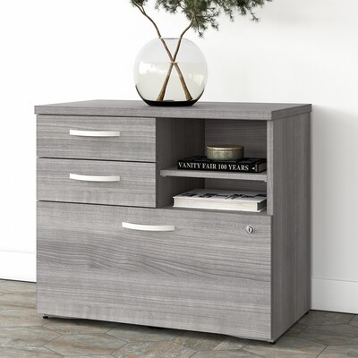 Bush Business Furniture Studio A 26" Office Storage Cabinet with 2 Shelves and Drawers, Platinum Gray (SDF130PGSU-Z)