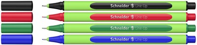 Schneider Line-Up Felt Pen, Fine Point, Assorted Colors, 4/Pack, 3 Packs/Bundle (191094)
