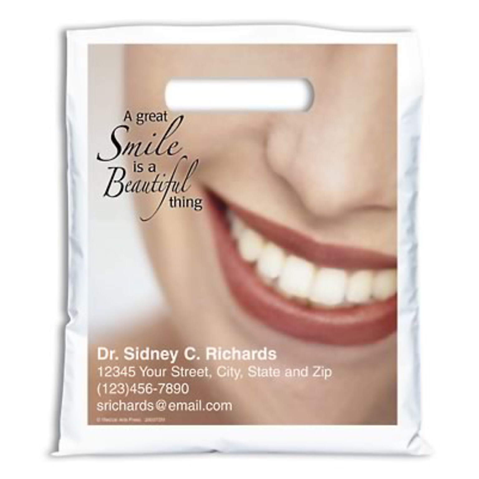 Medical Arts Press® Dental Personalized Full-Color Bags; 7-1/2x9, Smile is Beautiful, 100 Bags, (26007)