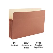 Staples Reinforced File Pocket, 3.5 Expansion, Legal Size, Brown, 25/Box (ST418319)