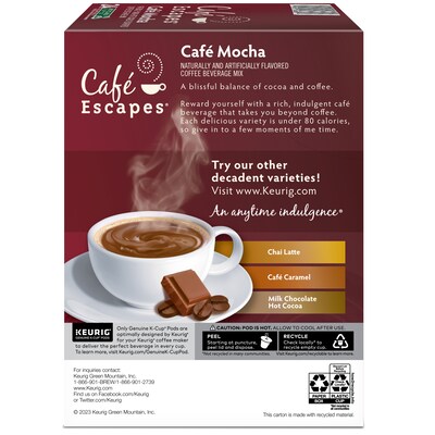 Cafe Escapes Café Mocha, Keurig® K-Cup® Pods, 24/Box (6803)