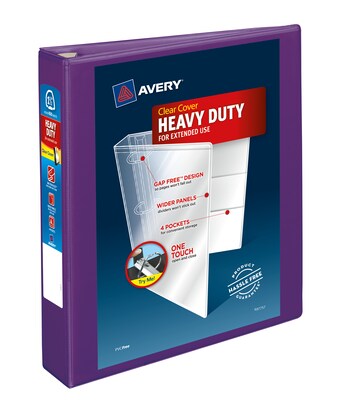 Avery Heavy Duty 1 1/2 3-Ring View Binders, One Touch EZD Ring, Purple (79774)