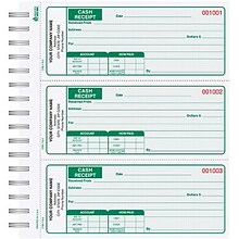 Custom Cash Receipt Book, 3-to-a-page, Triplicate, 150 Sets/Book