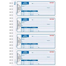 Custom Cash Receipt Book, 4-to-a-page, Duplicate, 300 Sets/Book