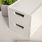 Martha Stewart Weston Wood Stackable Engineered Office Desktop Organizer with Drawers, White, 2/Set (LYE22081152WH)