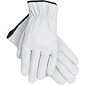 Memphis Gloves Driver's Work Gloves, Goatskin Leather, Slip-On Cuff, White, Medium, 12 Pair (3601M)