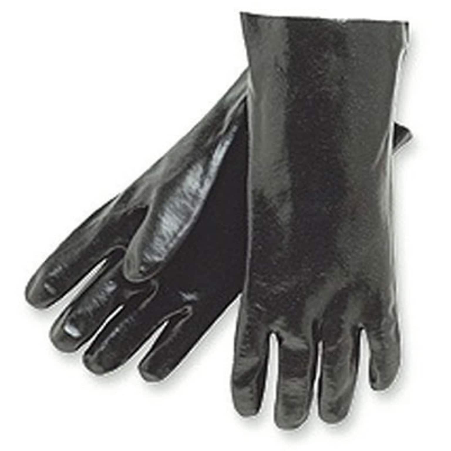 Memphis Gloves Dipped Gloves; PVC Smooth Finish, 12 Gauntlet Cuff, Black, Large, 12 Pairs (5330S)