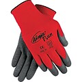 Memphis Gloves® Ninja® Coated Gloves; 100% Nylon, Knit-Wrist Cuff, L Size, Grey/Red