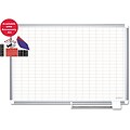Mastervision Grid Planning Board W/Accessories, 1X2 Grid, 48X72, White/Silver