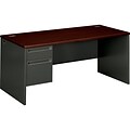L Workstation Left Pedestal Desk; Mahogany/Charcoal; Order Right Return