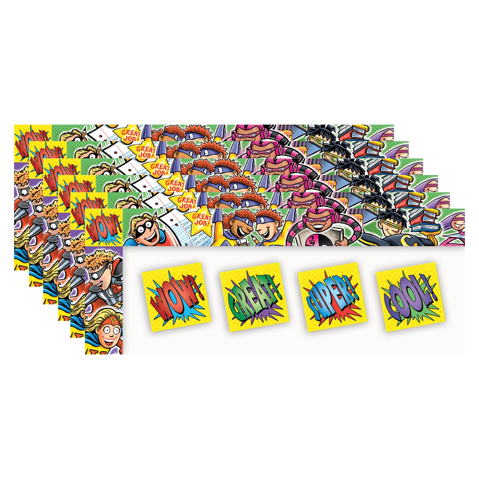 North Star Teacher Resources All Around The Board Trimmer, Superheroes, 43 Feet Per Pack, 6 Packs (NST4214-6)