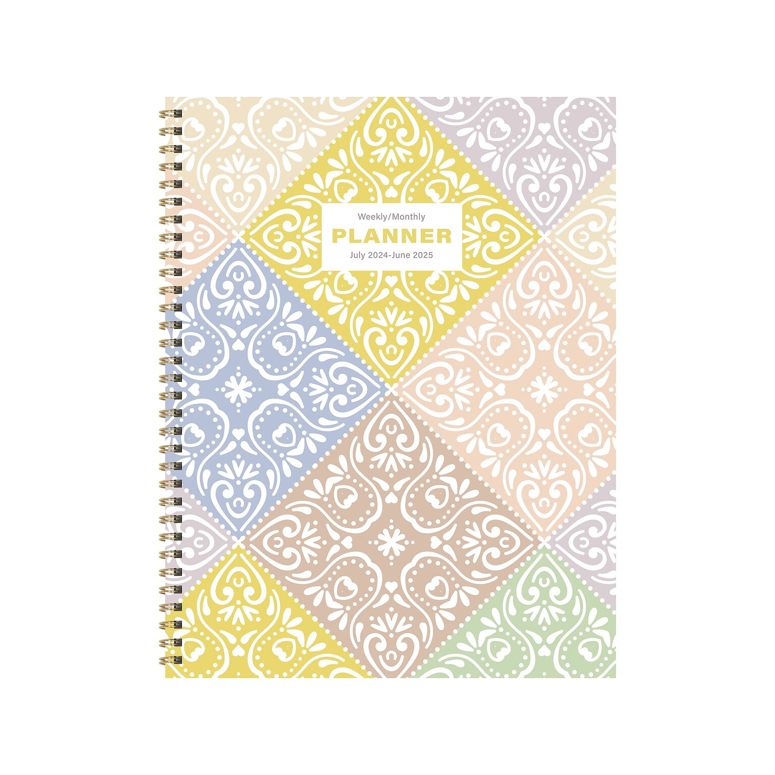 2024-2025 TF Publishing White Lotus Series Byzantine Tile 8.5 x 11 Academic Weekly & Monthly Planner, Paperboard Cover